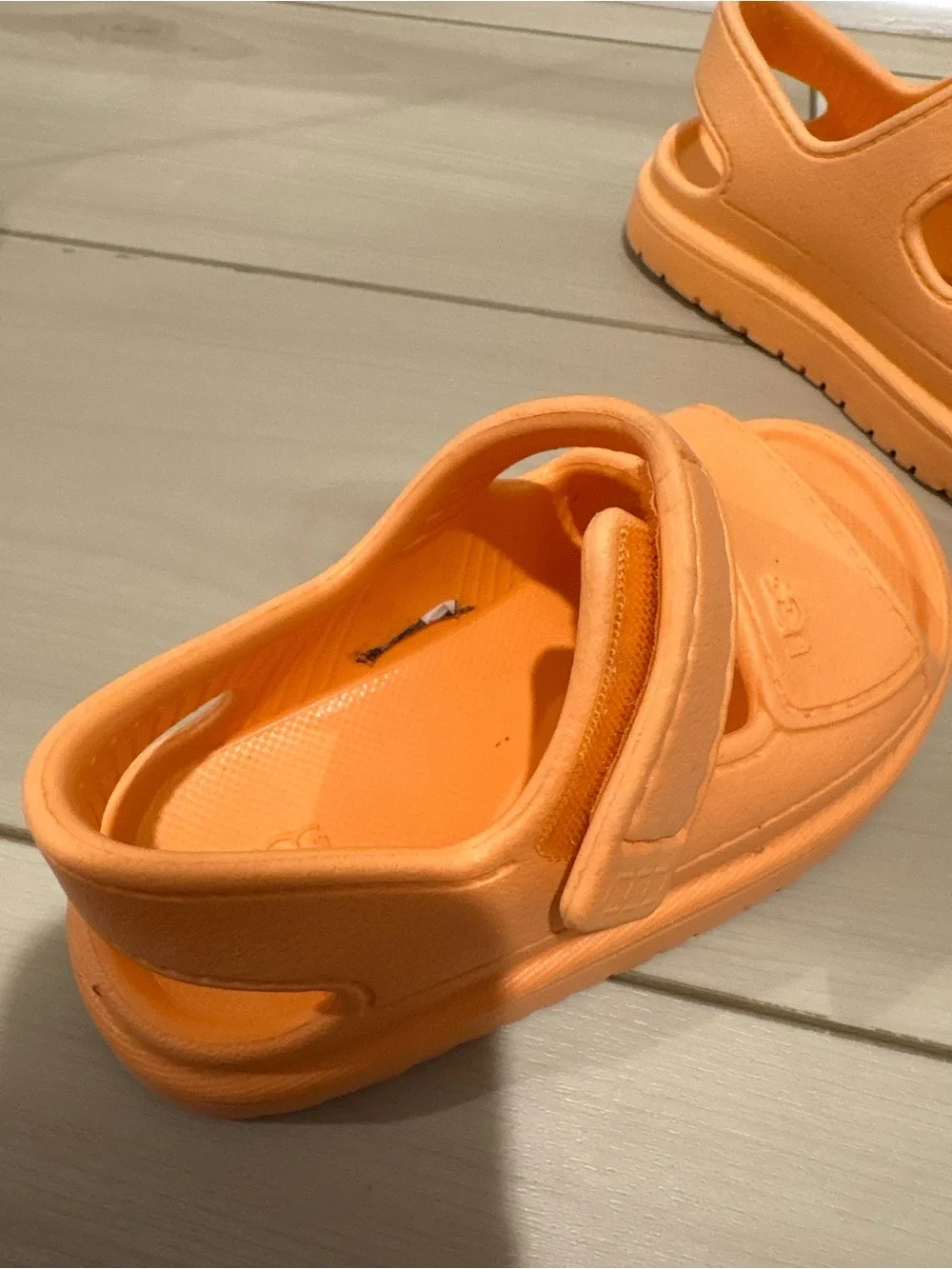 UGG Kids Peach-Orange Velcro Strap Sandals